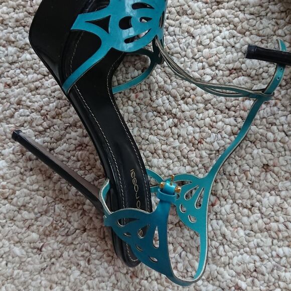 Turquoise blue Sergio Rossi butterfly heels - Picture 8 of 10